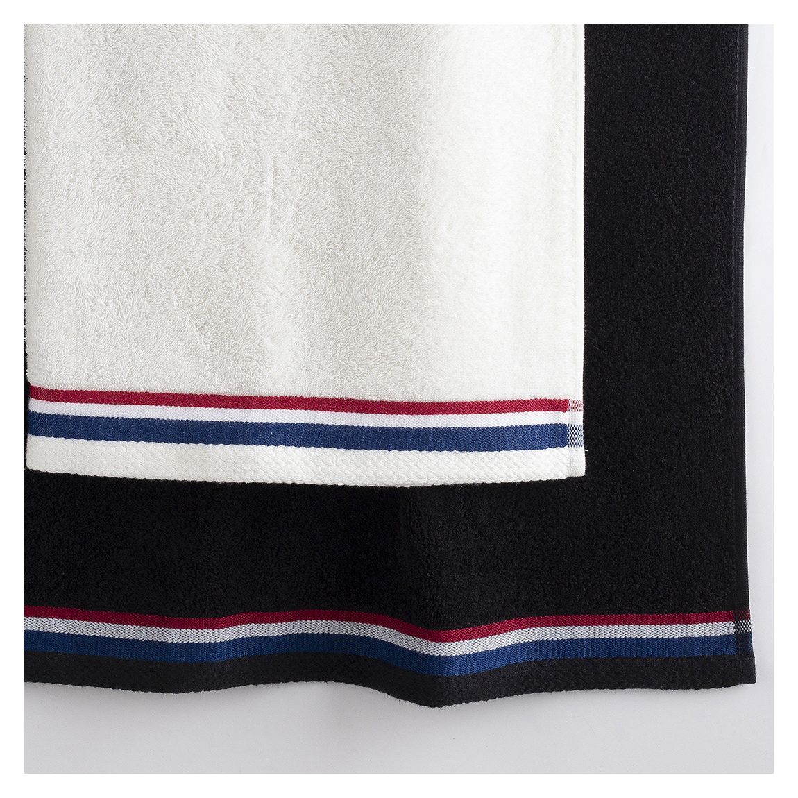 Pure Cotton Brand Stripe Towel, 2 Pack of Towels, Bright White main product photo