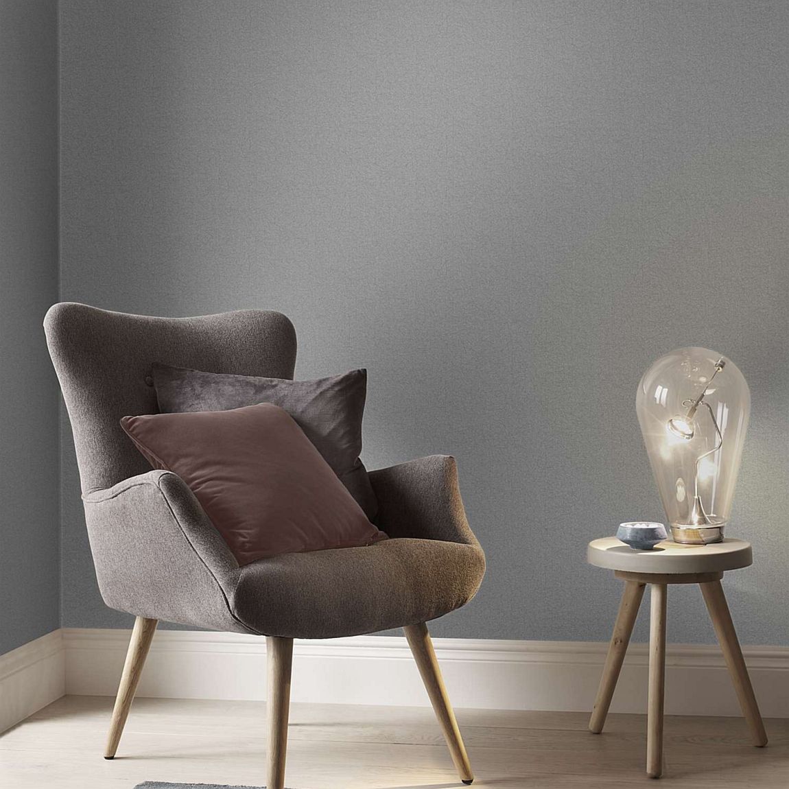 Graham & Brown Lagom Grey Plain Wallpaper main product photo