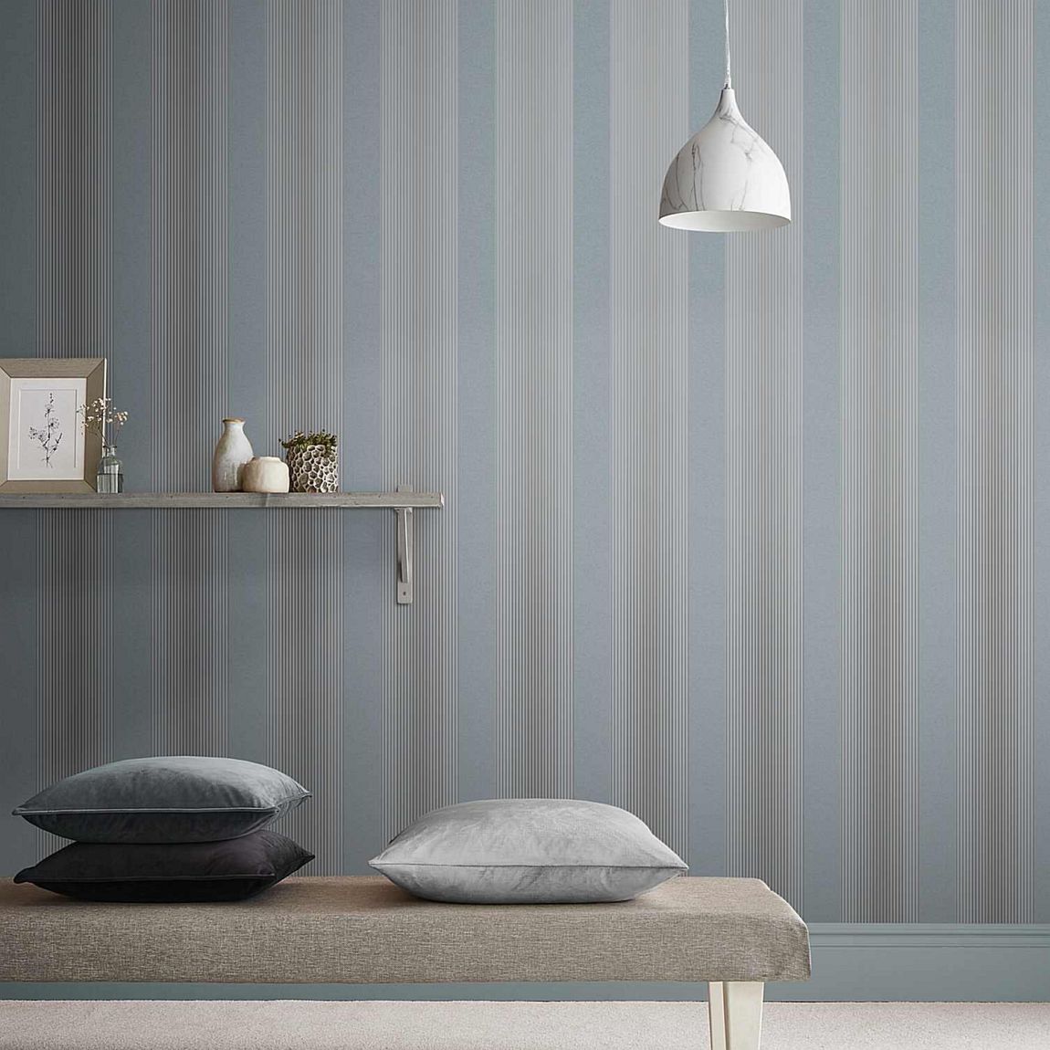 Graham & Brown Lagom Stripe Deep Sky Wallpaper main product photo