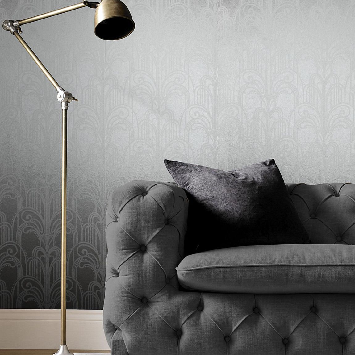 Graham & Brown Art Deco Silver Wallpaper main product photo