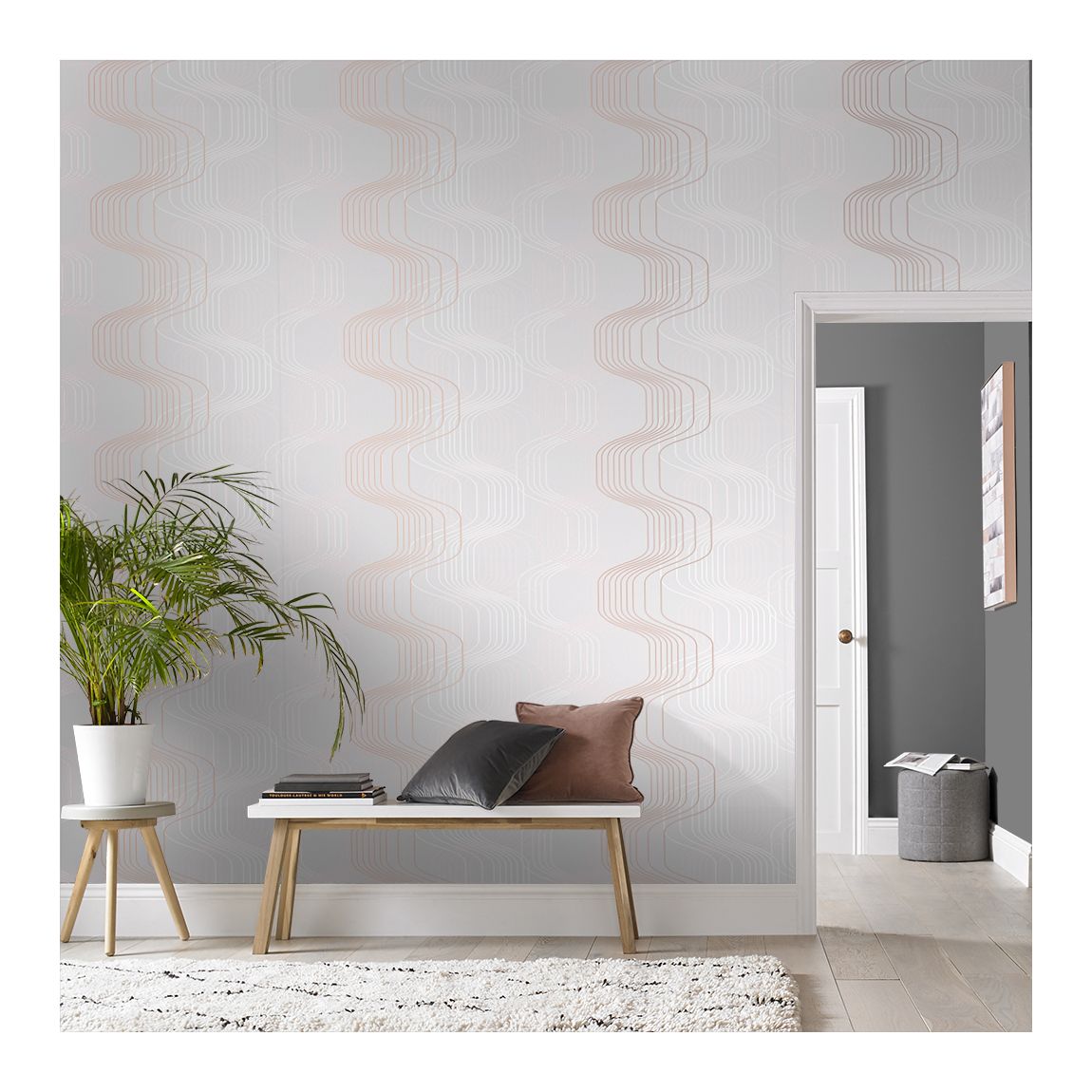 Graham & Brown Revival Grey & Rose Gold Wallpaper main product photo
