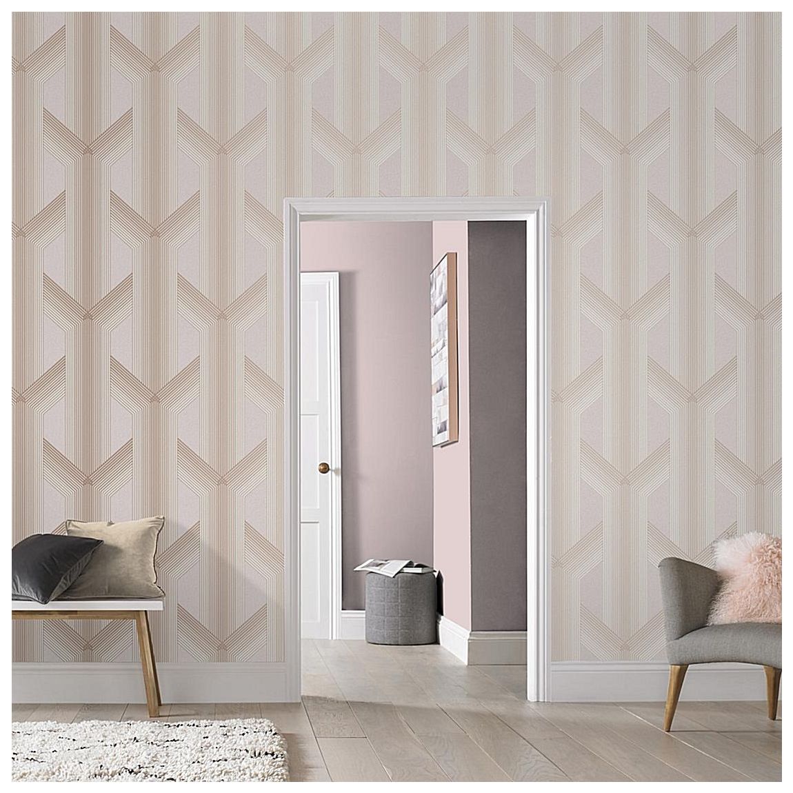 Graham & Brown Lagom Geo Blush Wallpaper main product photo