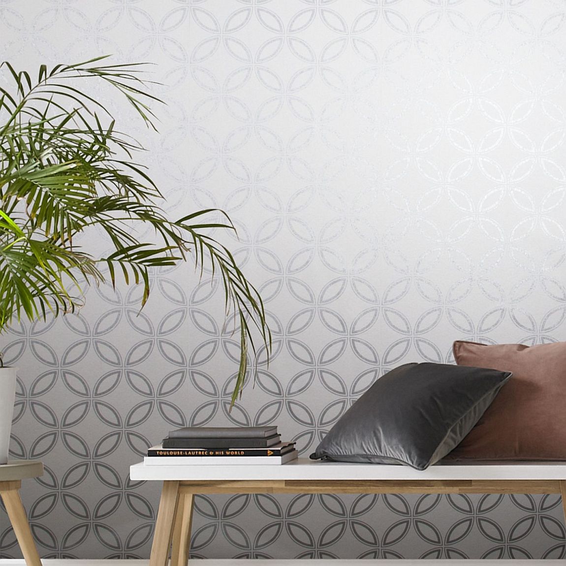 Graham & Brown Eternity White and Silver Wallpaper main product photo