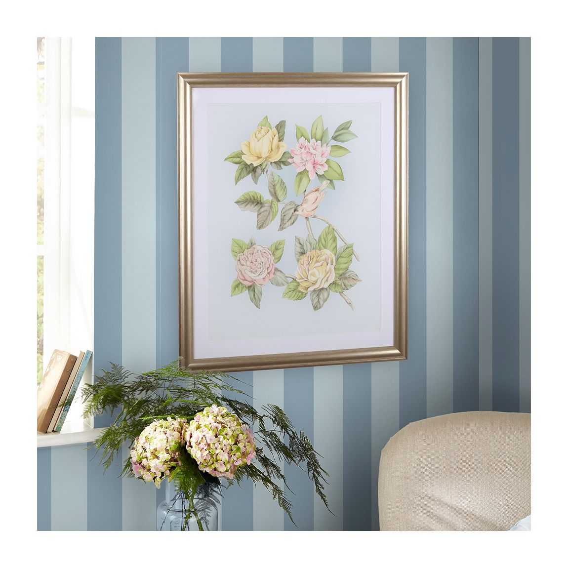 Laura Ashley Lille Matt Stripe Blue Sky Wallpaper main product photo