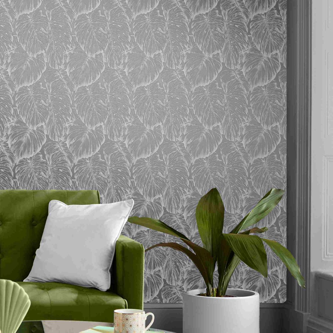Graham & Brown Tropical Pewter Wallpaper main product photo