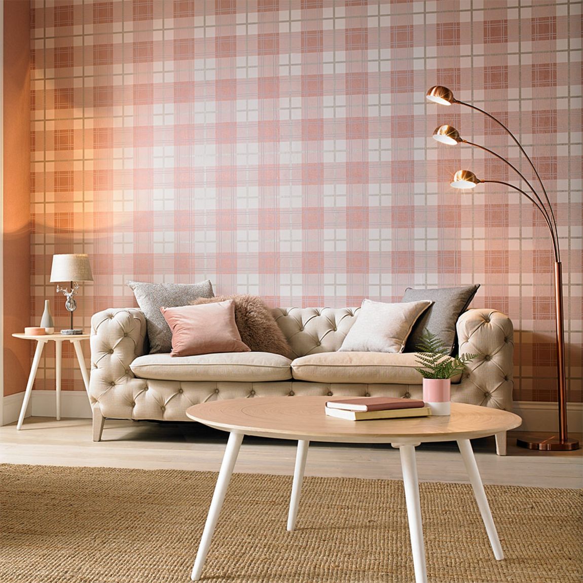 Graham & Brown Tartan Pink Wallpaper main product photo