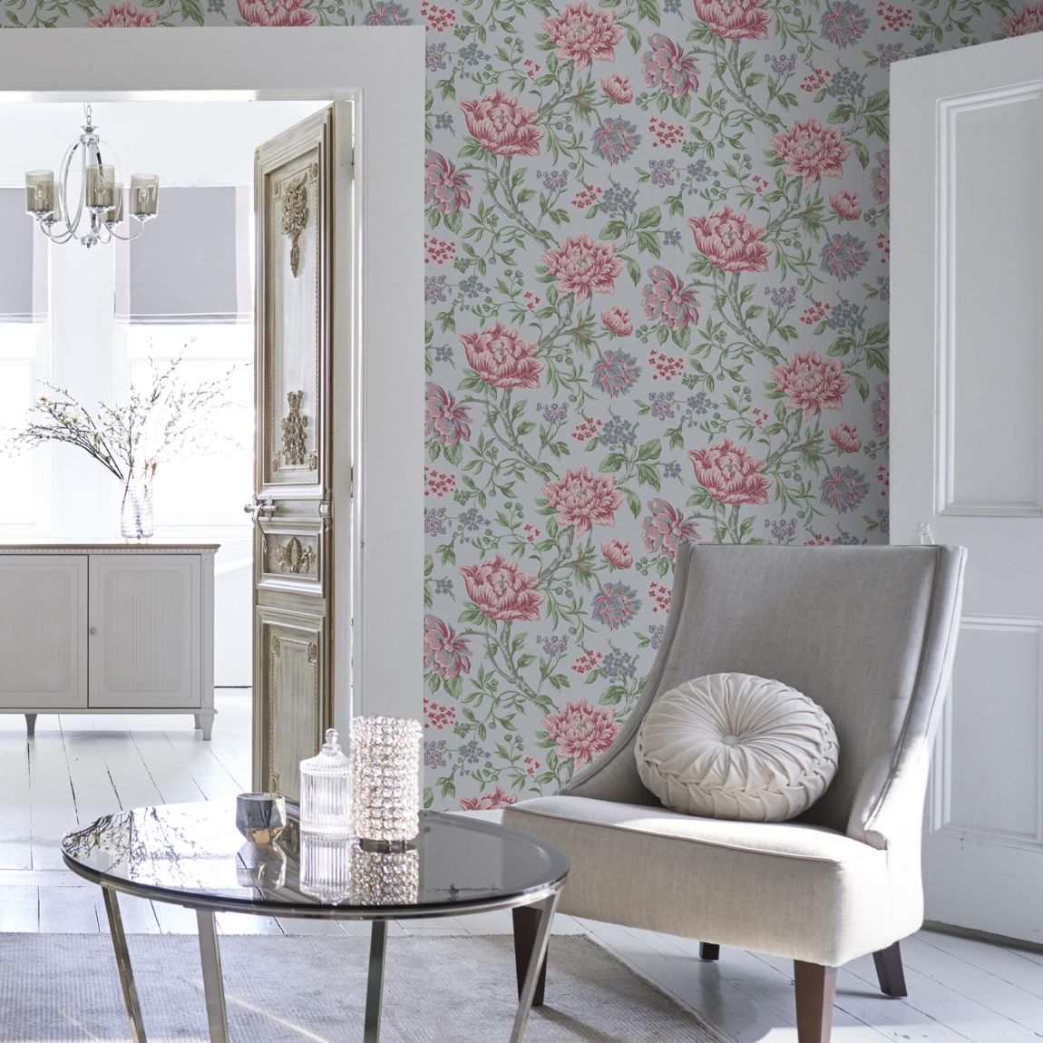 Laura Ashley Tapestry Floral Slate Grey Wallpaper main product photo