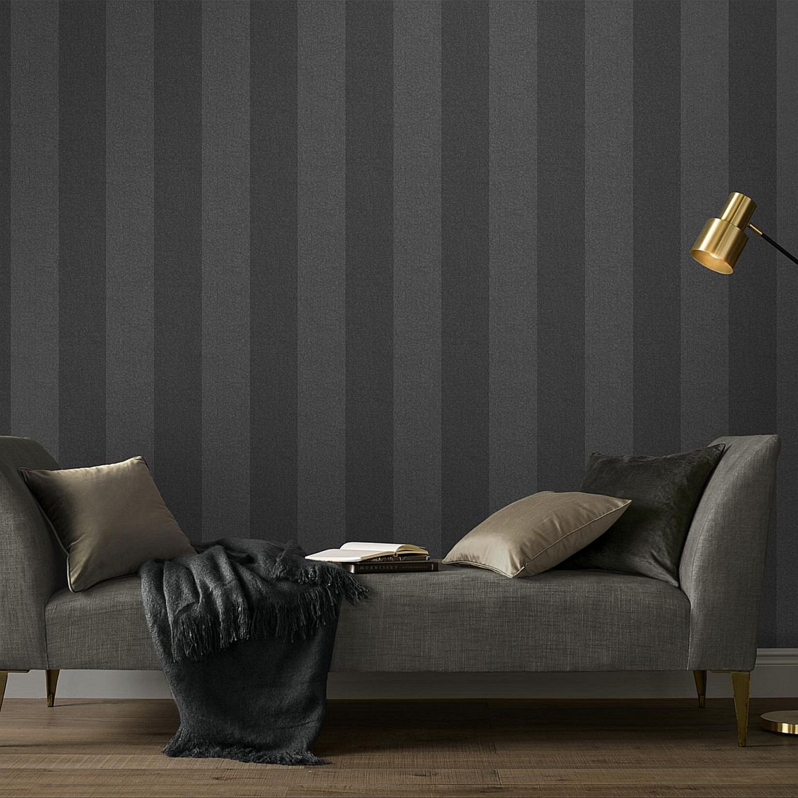 Graham & Brown Heritage Stripe Charcoal Wallpaper main product photo