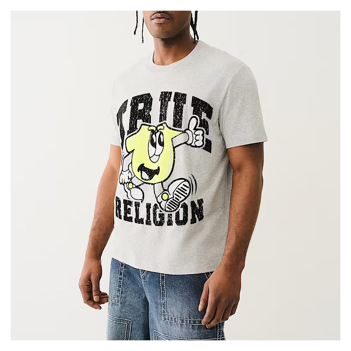 Grey Crackle Print Graphic Cotton T-Shirt main product photo