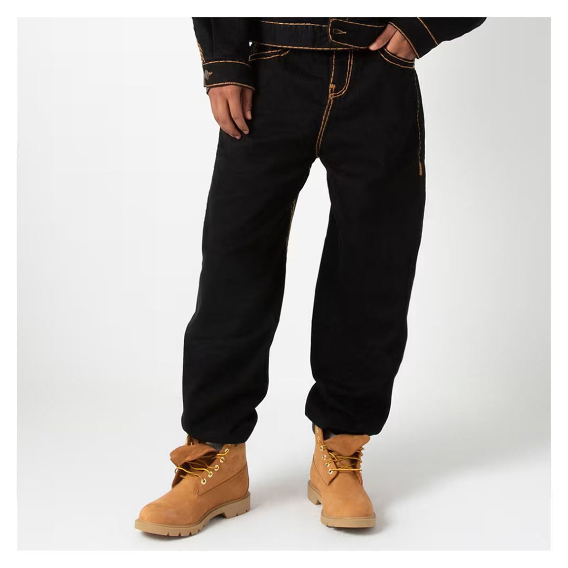 Dark Blue Contrast Barrel Jeans main product photo