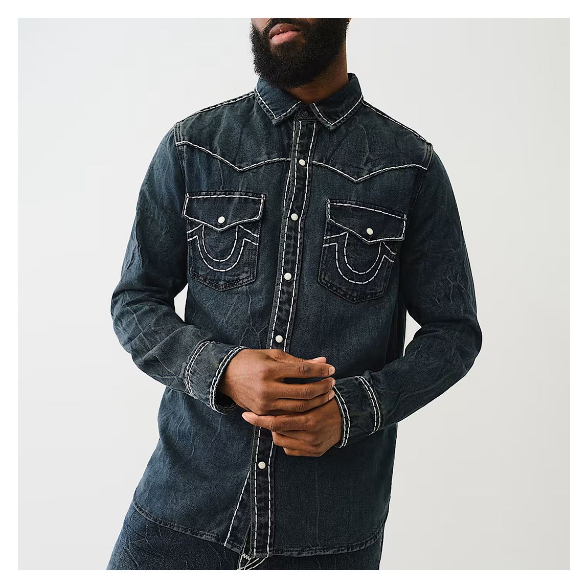 Washed Black Western Shirt main product photo