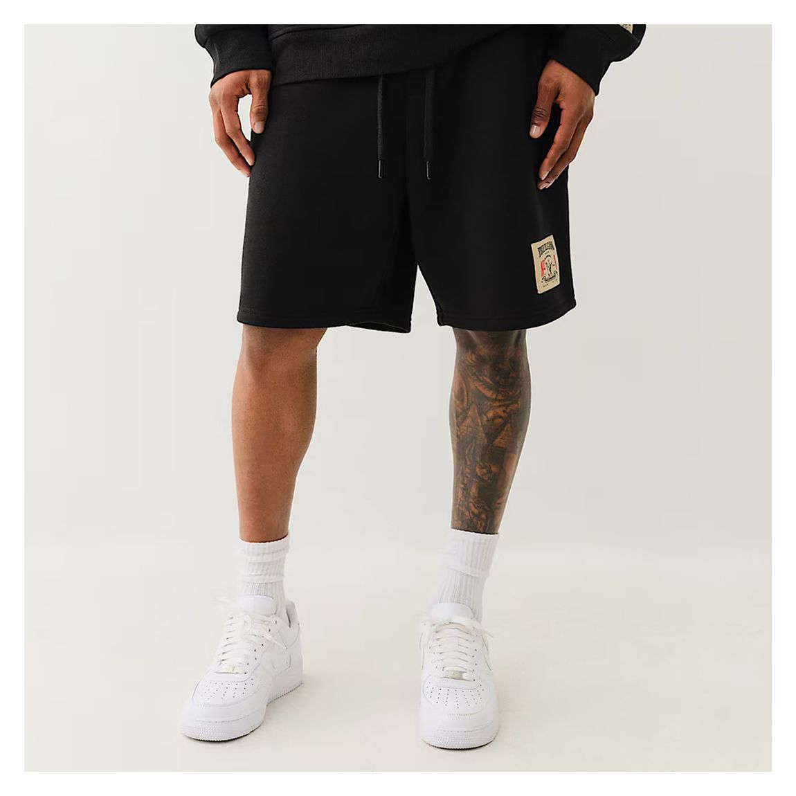 Black Relaxed Jersey Embroidered Shorts main product photo