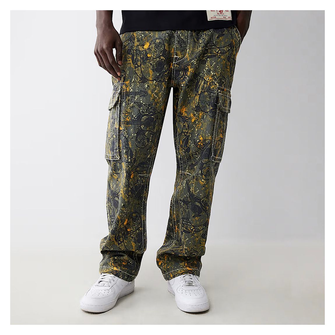 Green Camo Effect Buddha Cargo Trousers main product photo