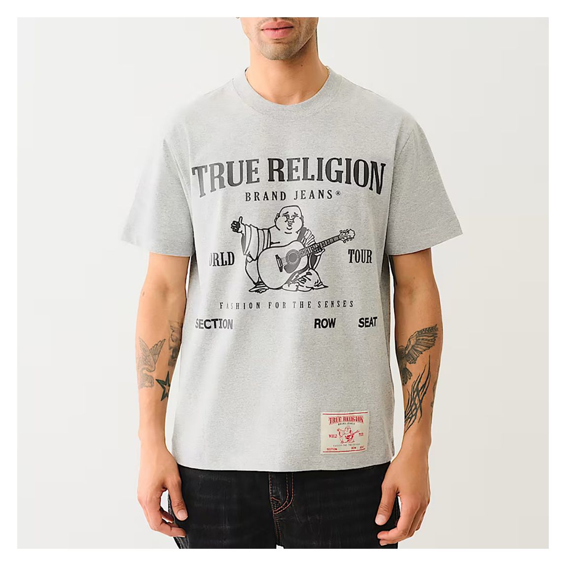 Grey Printed Buddha Logo Cotton T-Shirt main product photo