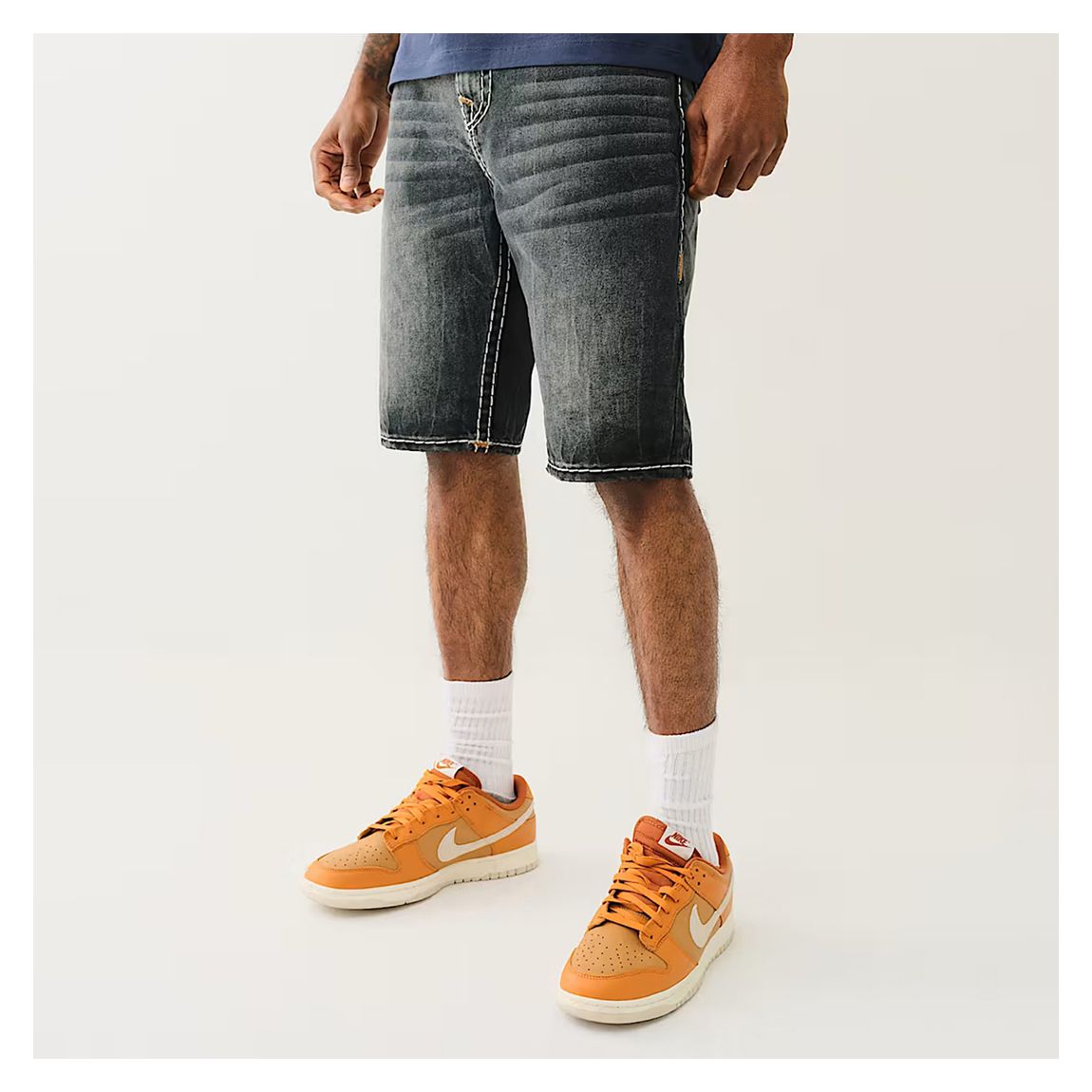 Washed Black Flap Denim Shorts main product photo