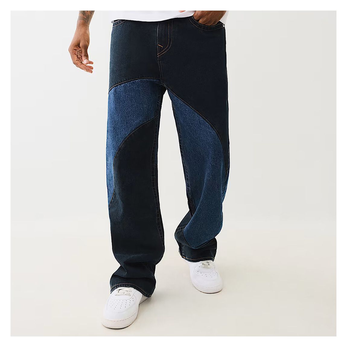 Dark Blue Two Tone Wide Jeans main product photo