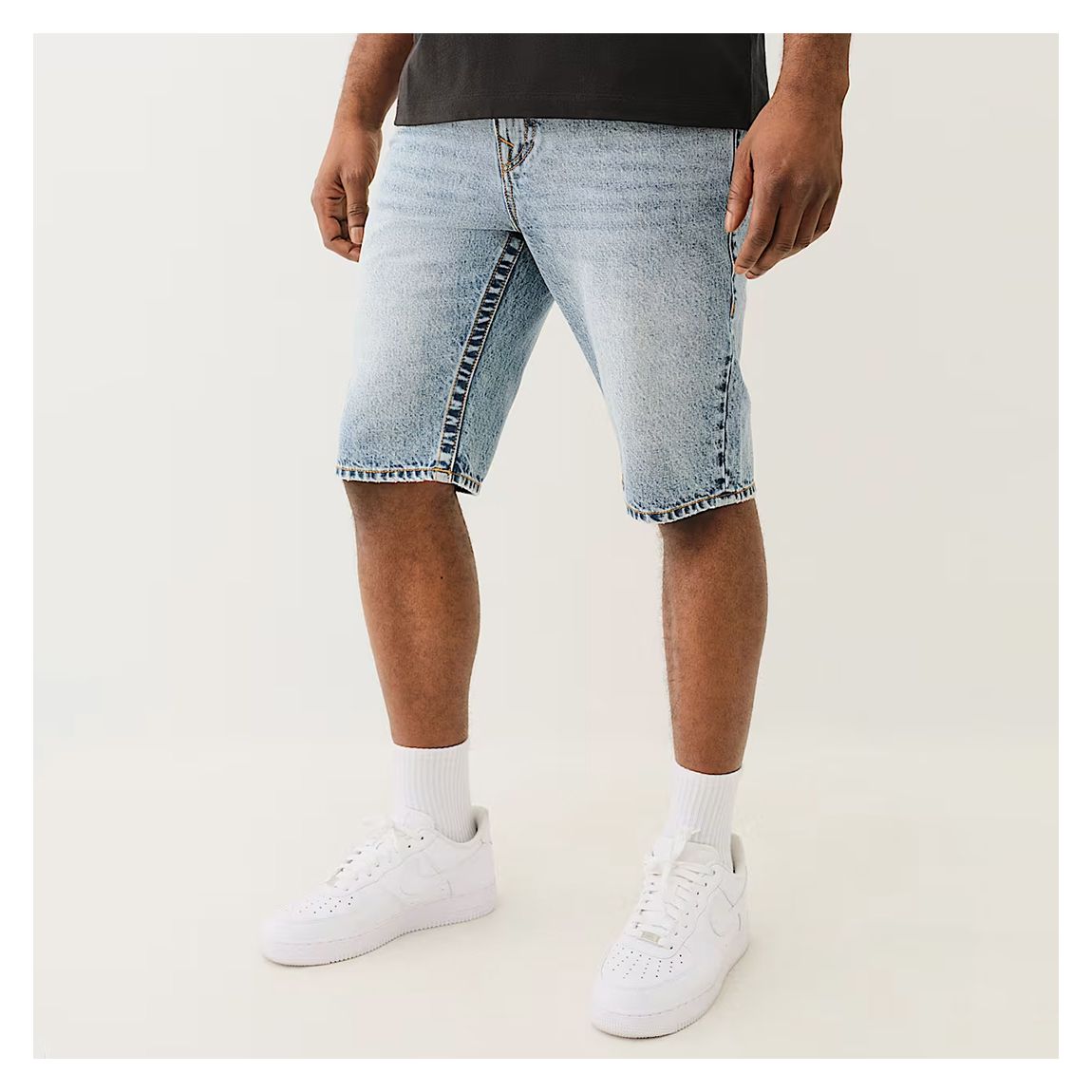 Light Blue Washed Flap Denim Shorts main product photo