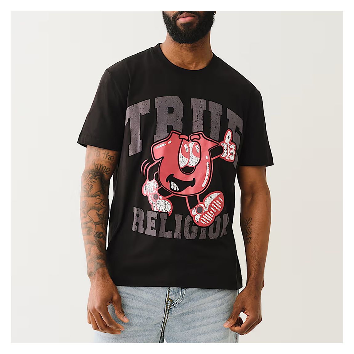 Black Crackle Print Graphic Cotton T-Shirt main product photo
