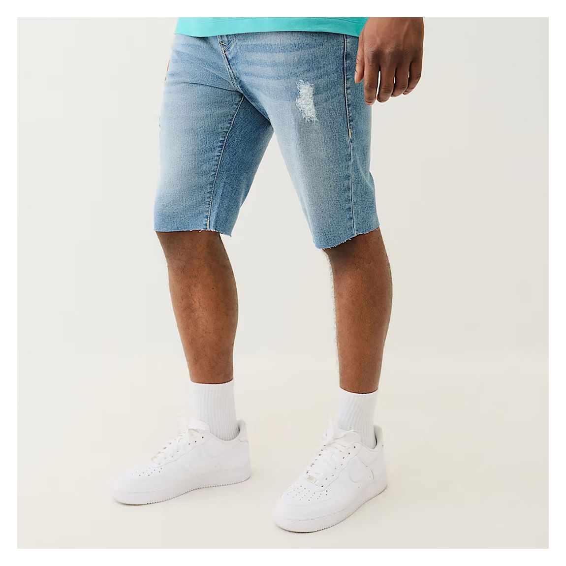 Light Blue Raw Denim Shorts main product photo