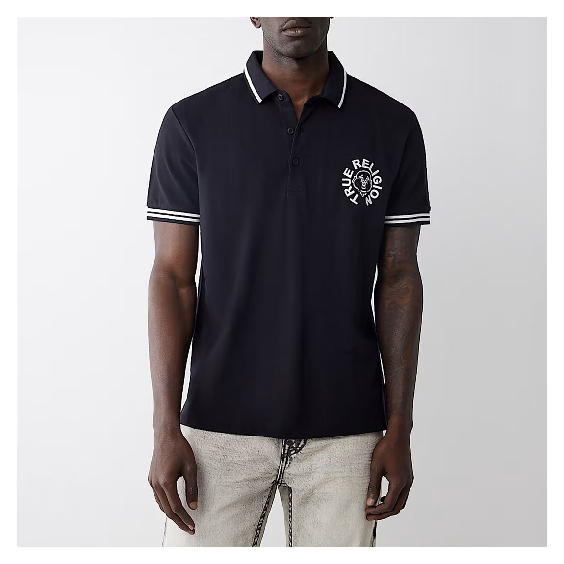 Black Tipped Buddha Cotton Polo Shirt main product photo