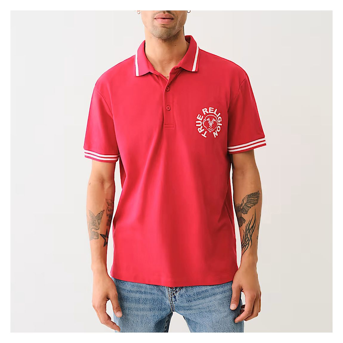 Pink Tipped Buddha Cotton Polo Shirt main product photo