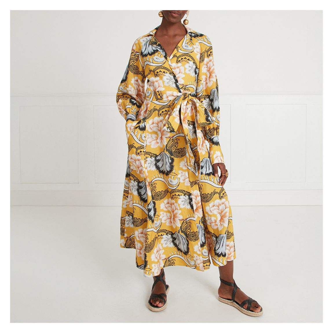 Olive Print Wrap Dress main product photo