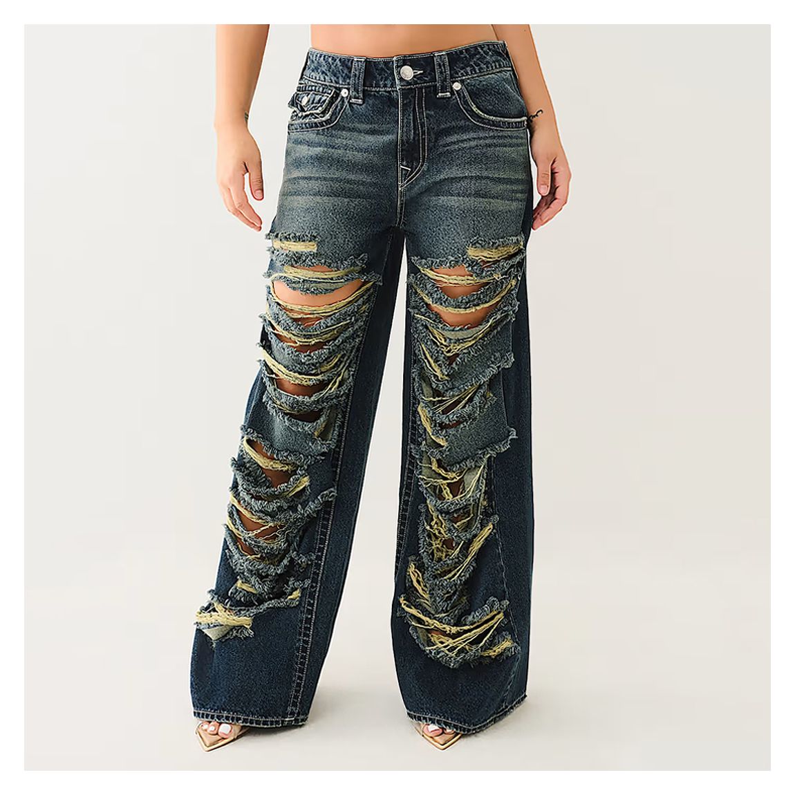 Dark Acid Wash Jessie Super Destroyed Baggy Jean main product photo