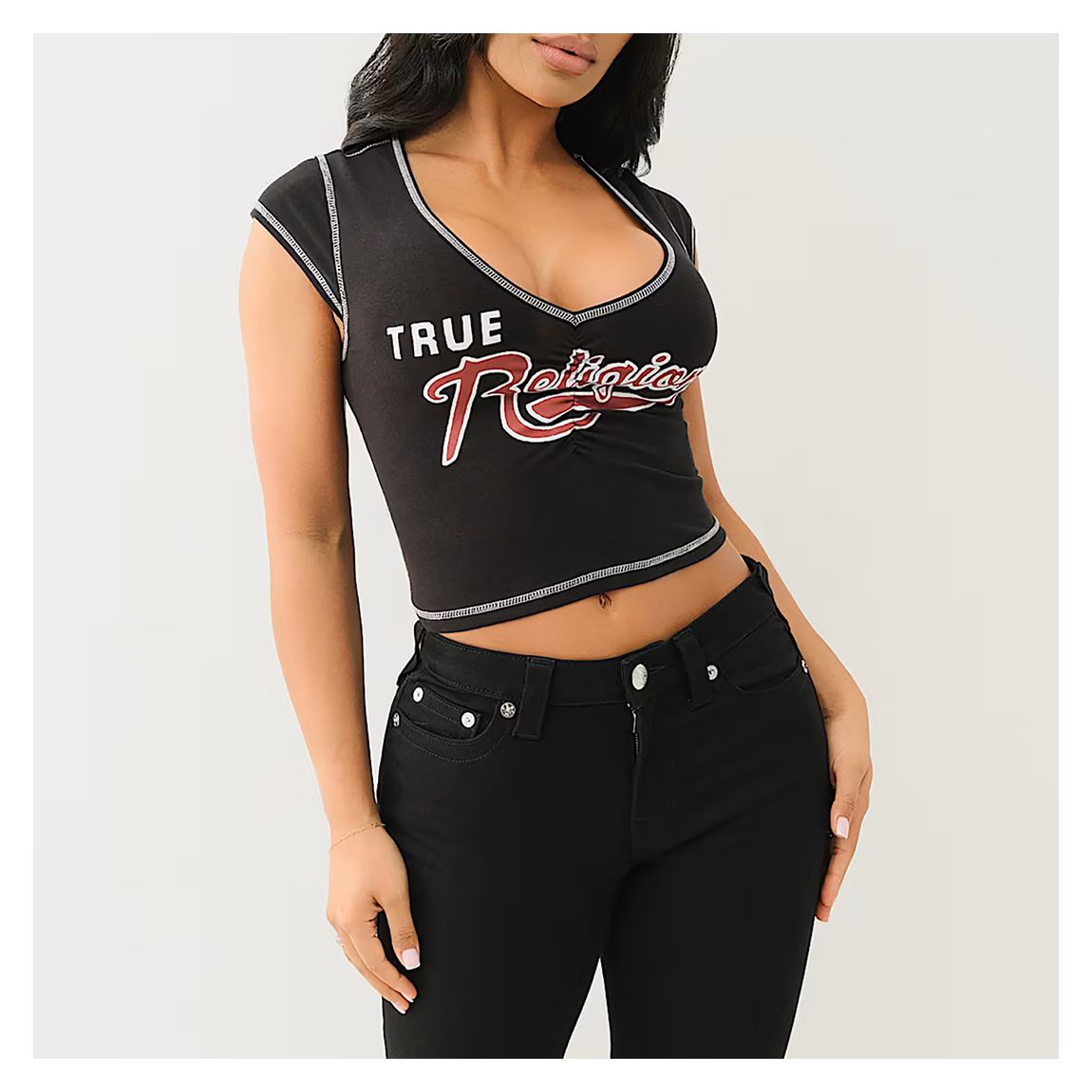Black Ruched Logo Cotton Blend Baby T-Shirt main product photo
