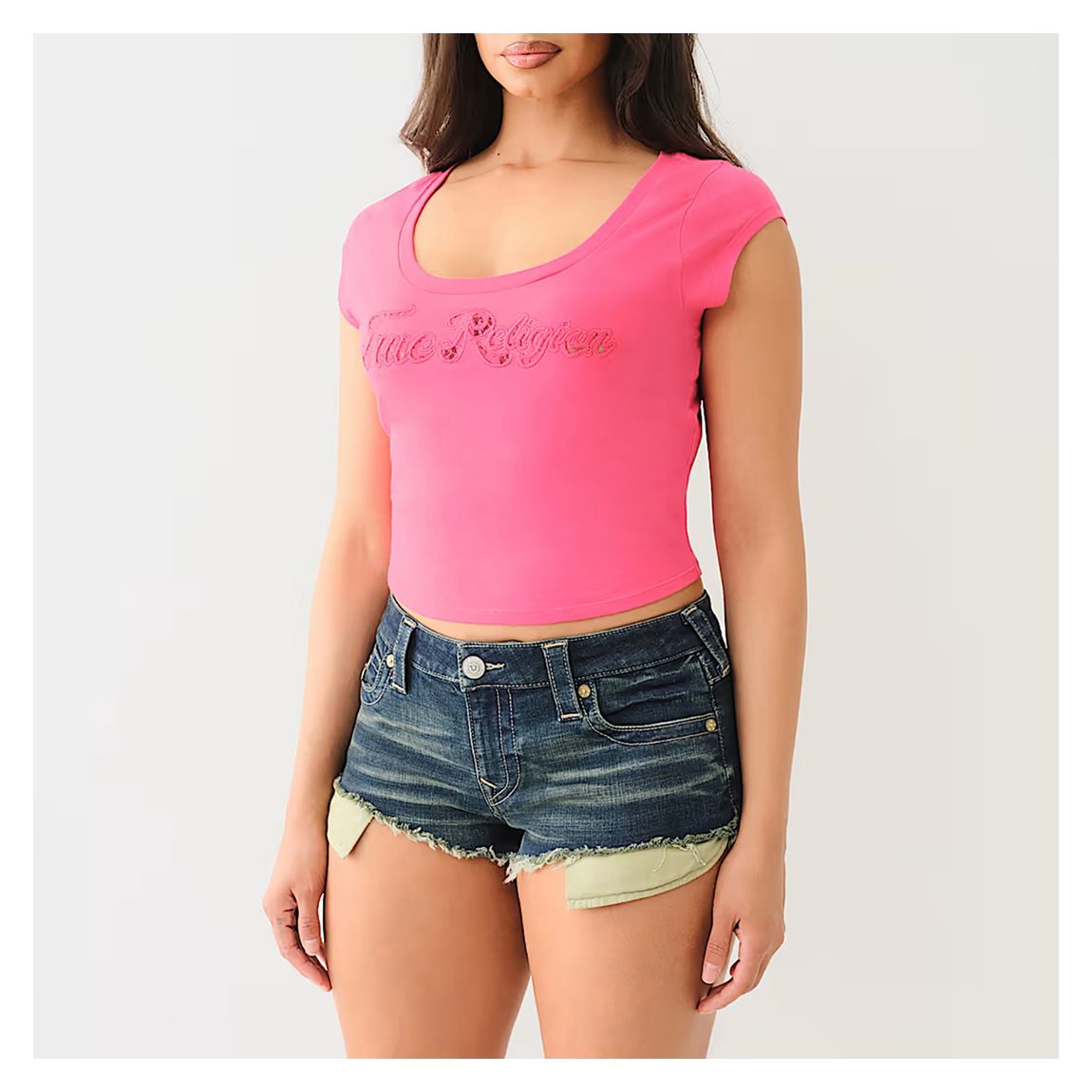Pink Lace Logo Scoop Neck Baby T-Shirt main product photo