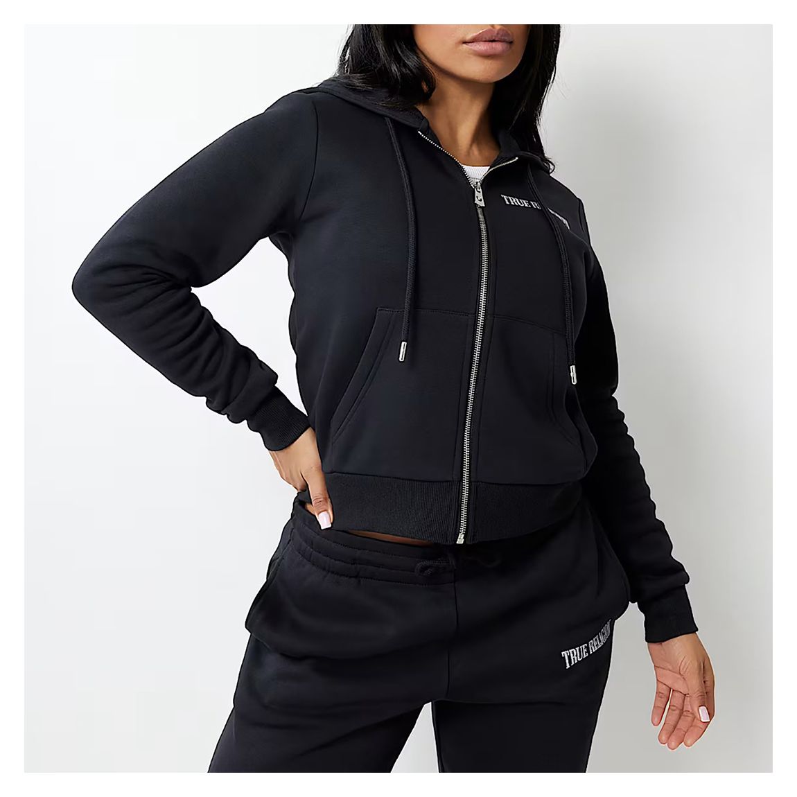 Black Crystal Wing Zip Up Cotton Blend Hoddie main product photo