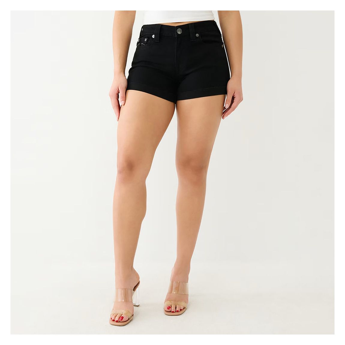 Black Jennie Rolled Curvy Short main product photo