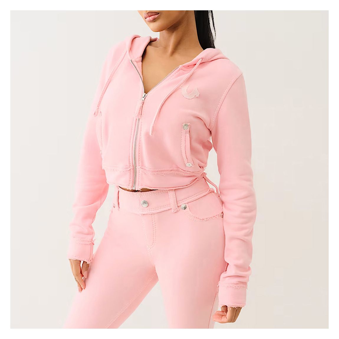 Pink Raw Edge Big T Shrunken Hoodie main product photo