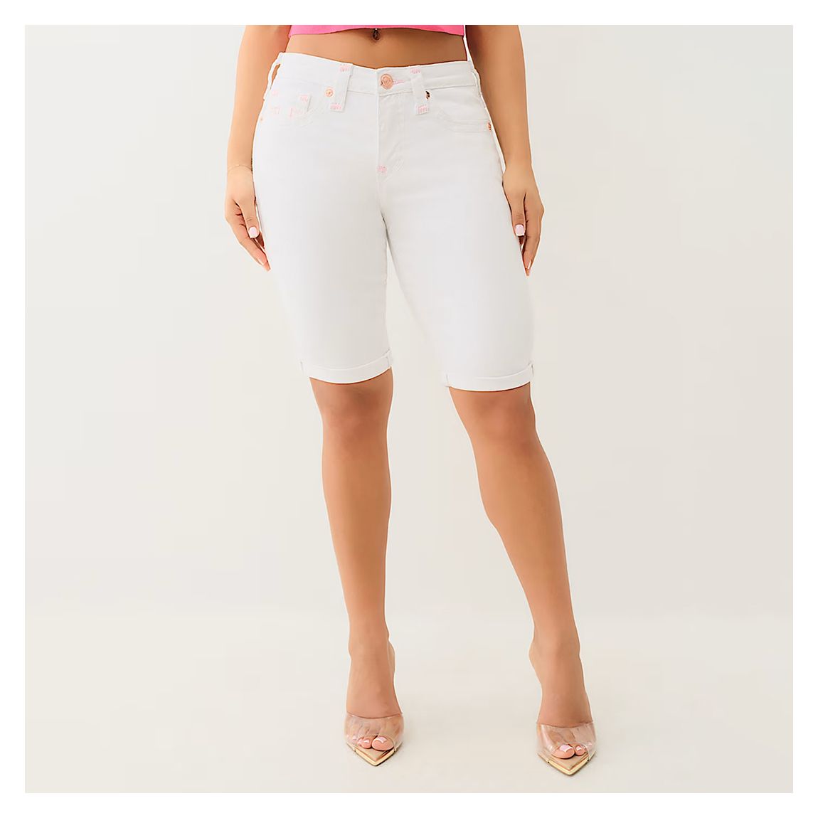 White Plus Riley Super T Rolled Bermuda Short main product photo