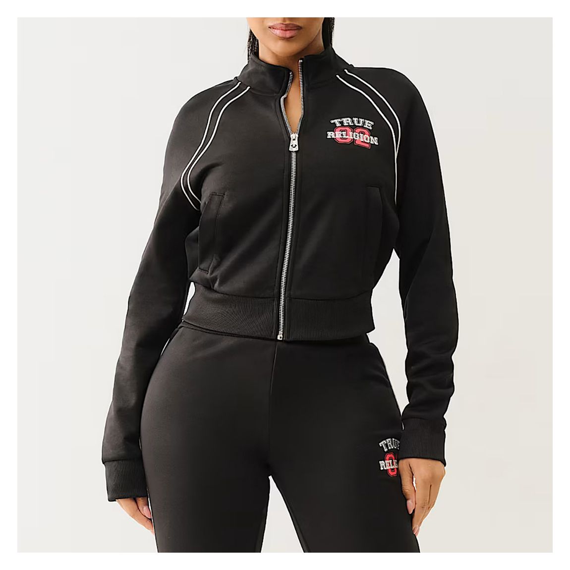 Black/ White Sporty Piping Detail Jacket main product photo