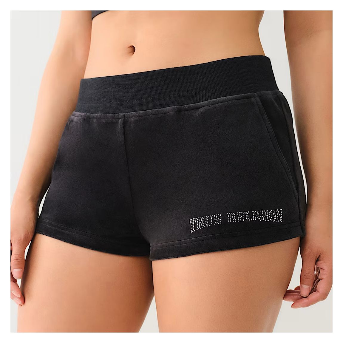 Black Velour Crystal Lips Shorts main product photo