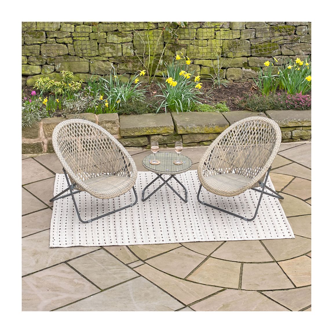Tobs Grey Rattan Outdoor Bistro Set Folding main product photo