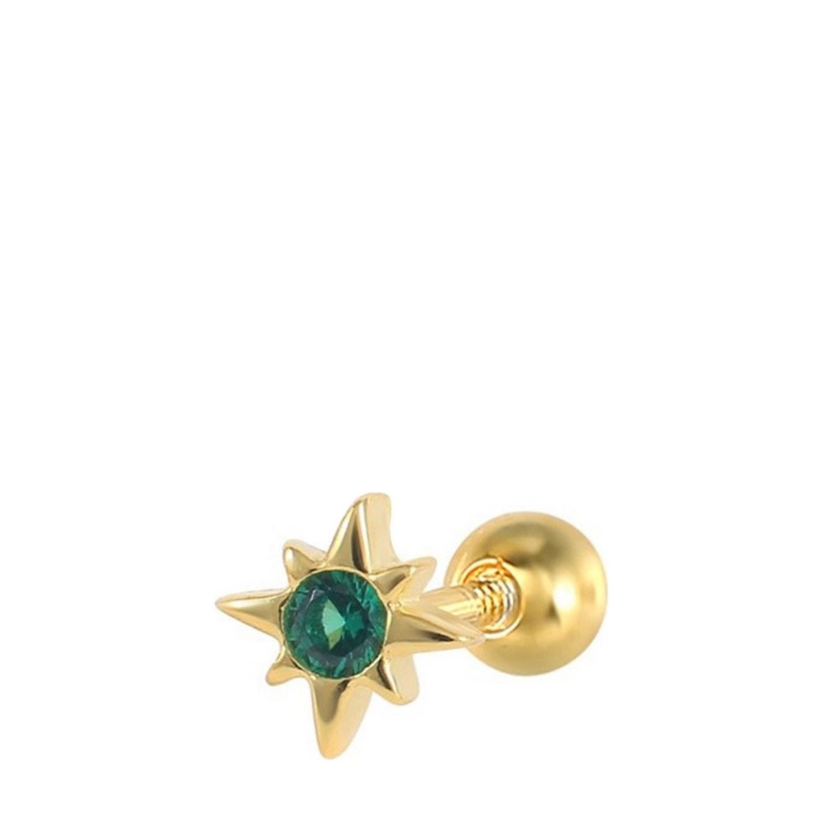 Gold Plated Star Pattern Green Swarovski Crystals Earrings main product photo