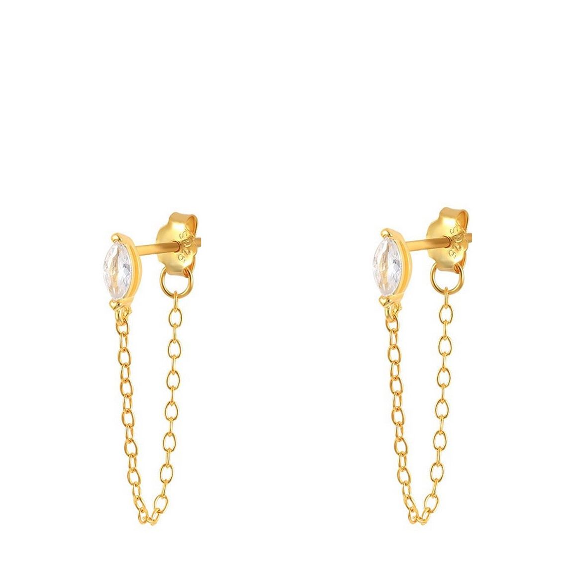 Gold Plated Chain Detailing Swarovski Crystals Earrings main product photo