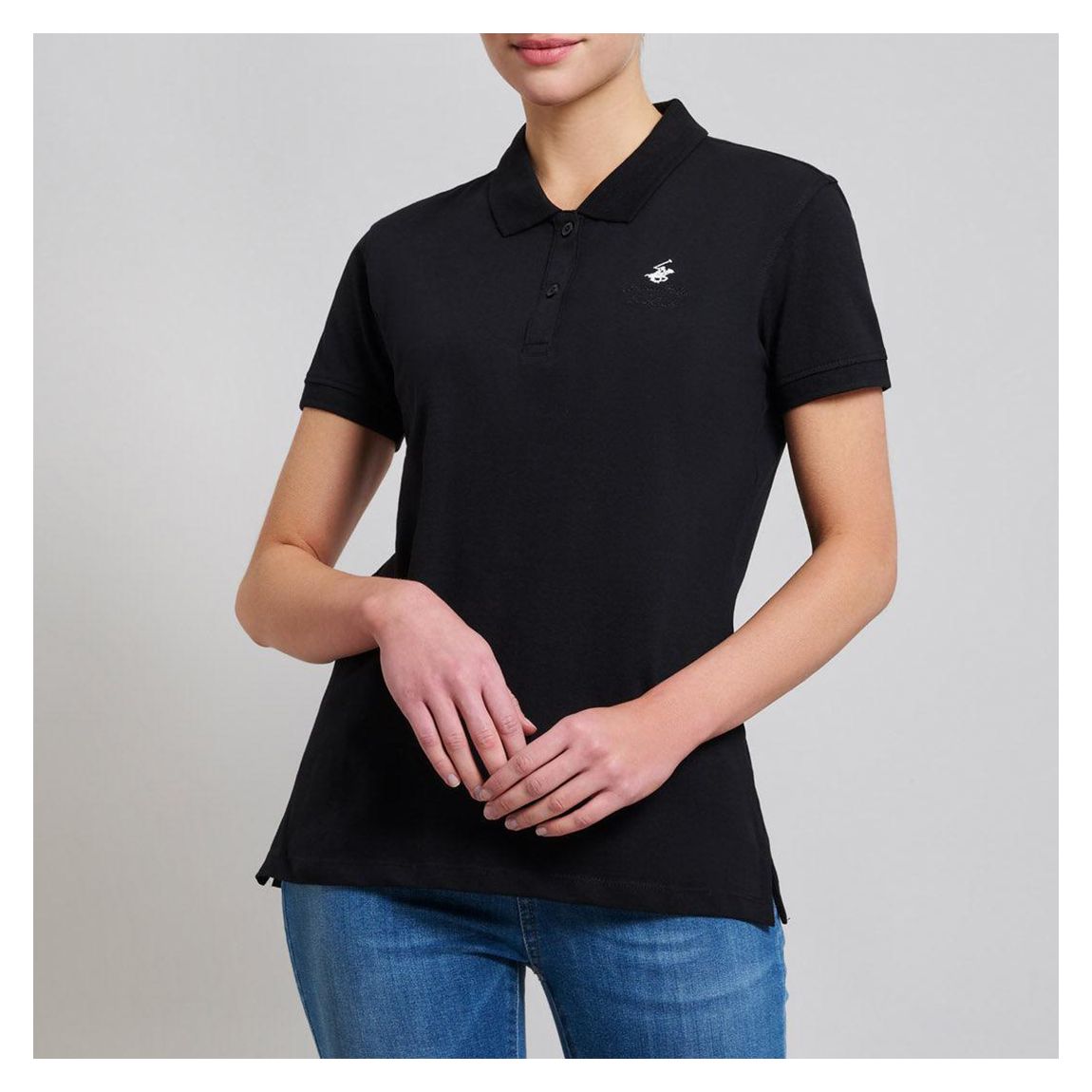 Black Embroidered Cotton Polo Shirt main product photo