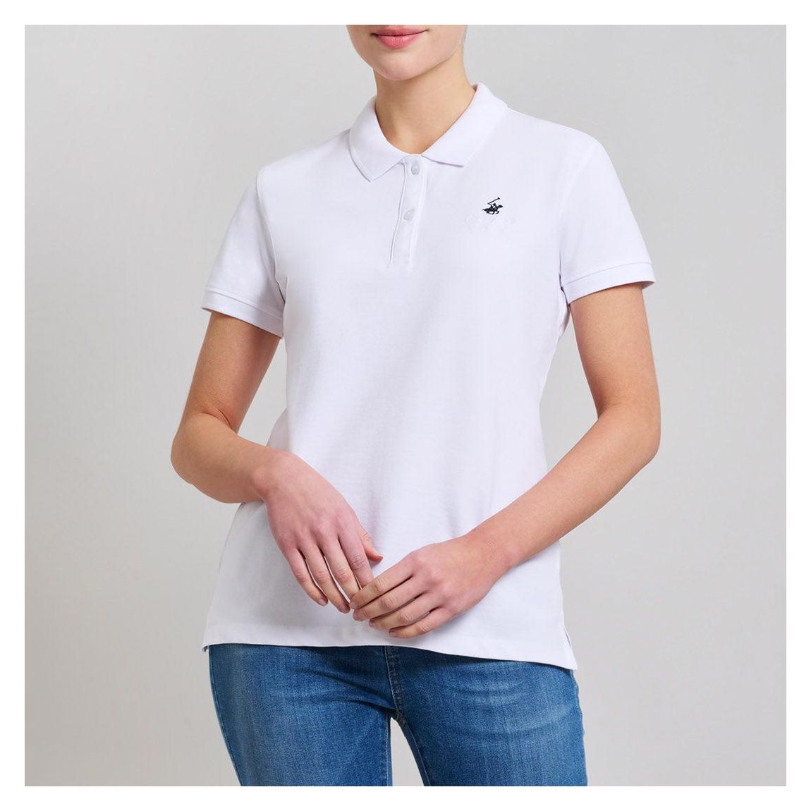 White Embroidered Cotton Polo Shirt main product photo