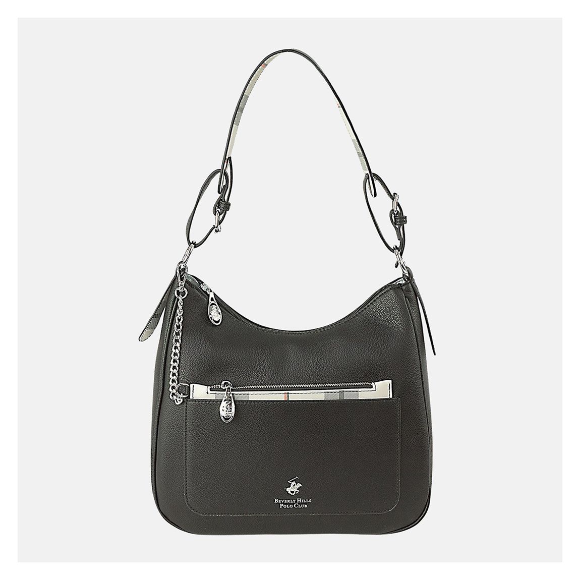 Black PU Check Purse Leather Shoulder Bag main product photo