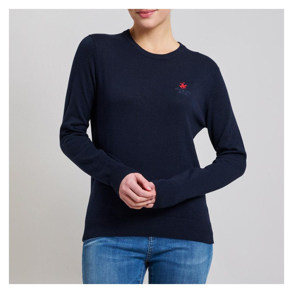 Navy Embroidered Cotton Jumper main product photo
