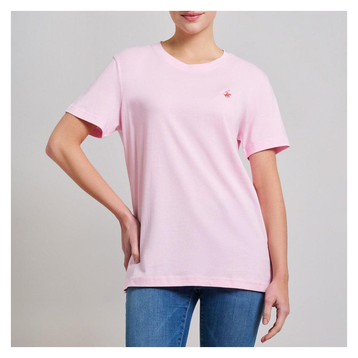 Pink Classic Embroidered Cotton T-Shirt main product photo
