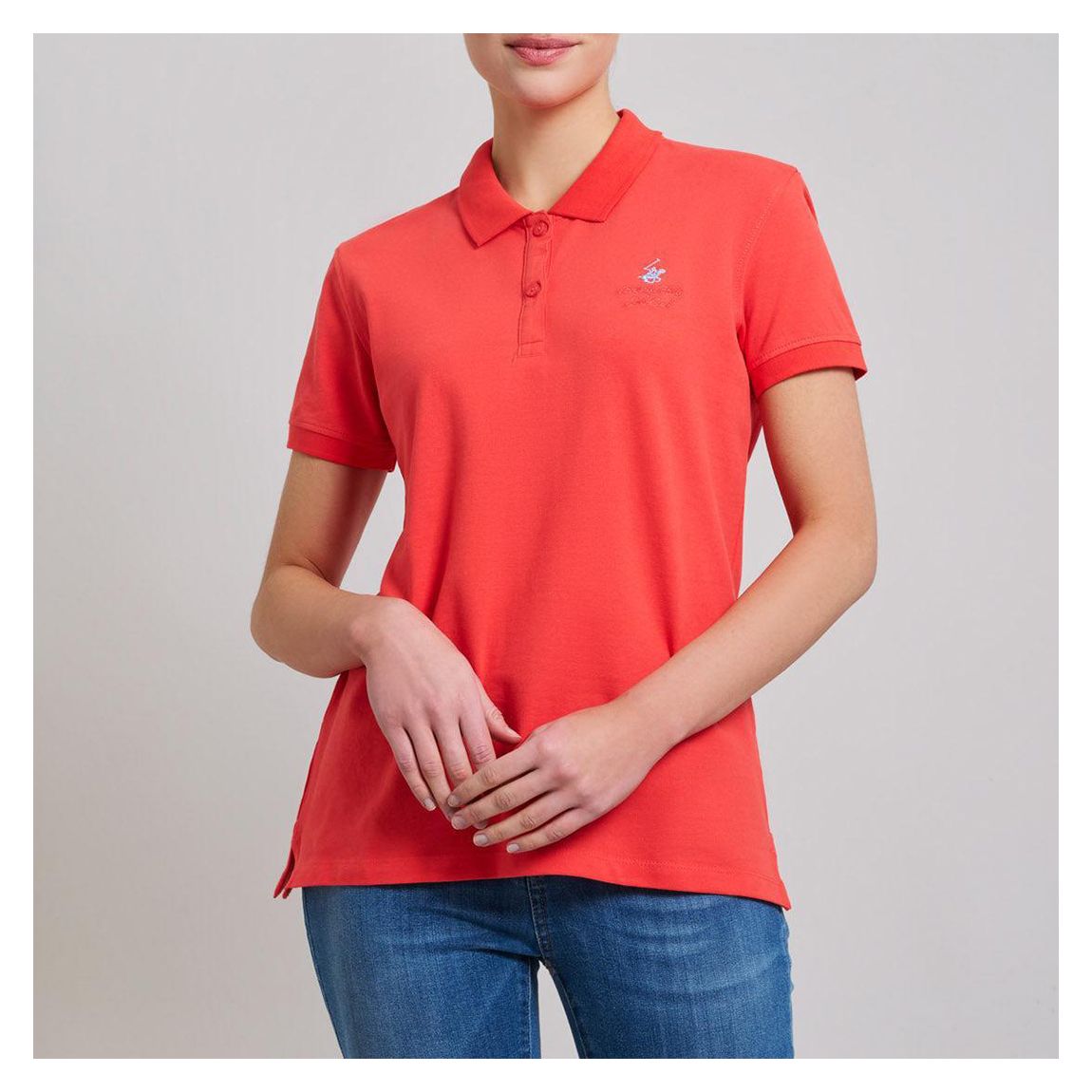 Coral Embroidered Cotton Polo Shirt main product photo