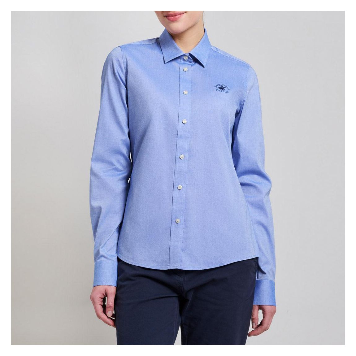 Blue Embroidered Pony Cotton Shirt main product photo