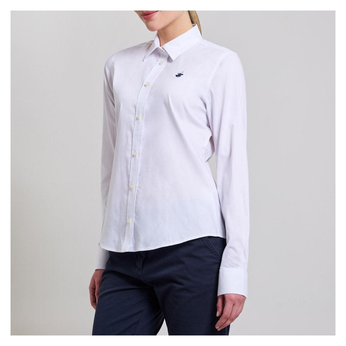 White Embroidered Pony Cotton Shirt main product photo