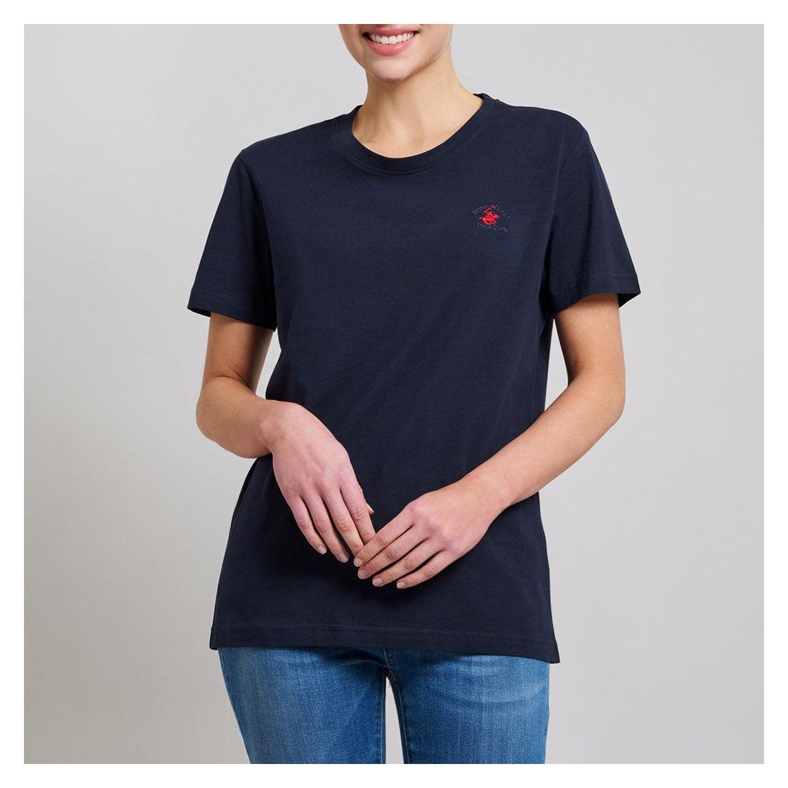 Navy Classic Embroidered Cotton T-Shirt main product photo