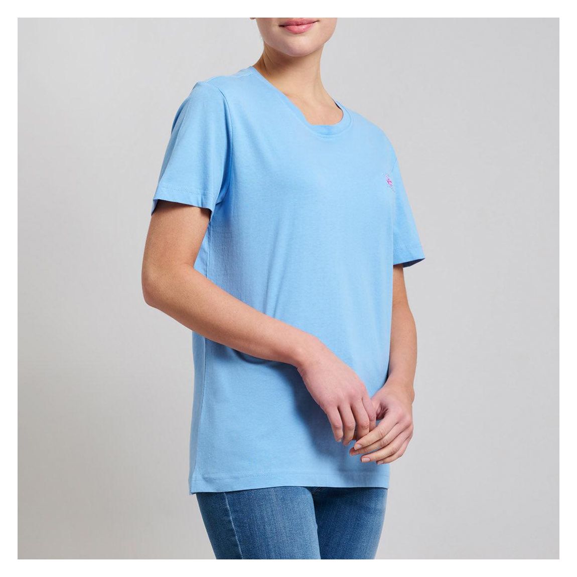 Blue Classic Embroidered Cotton T-Shirt main product photo