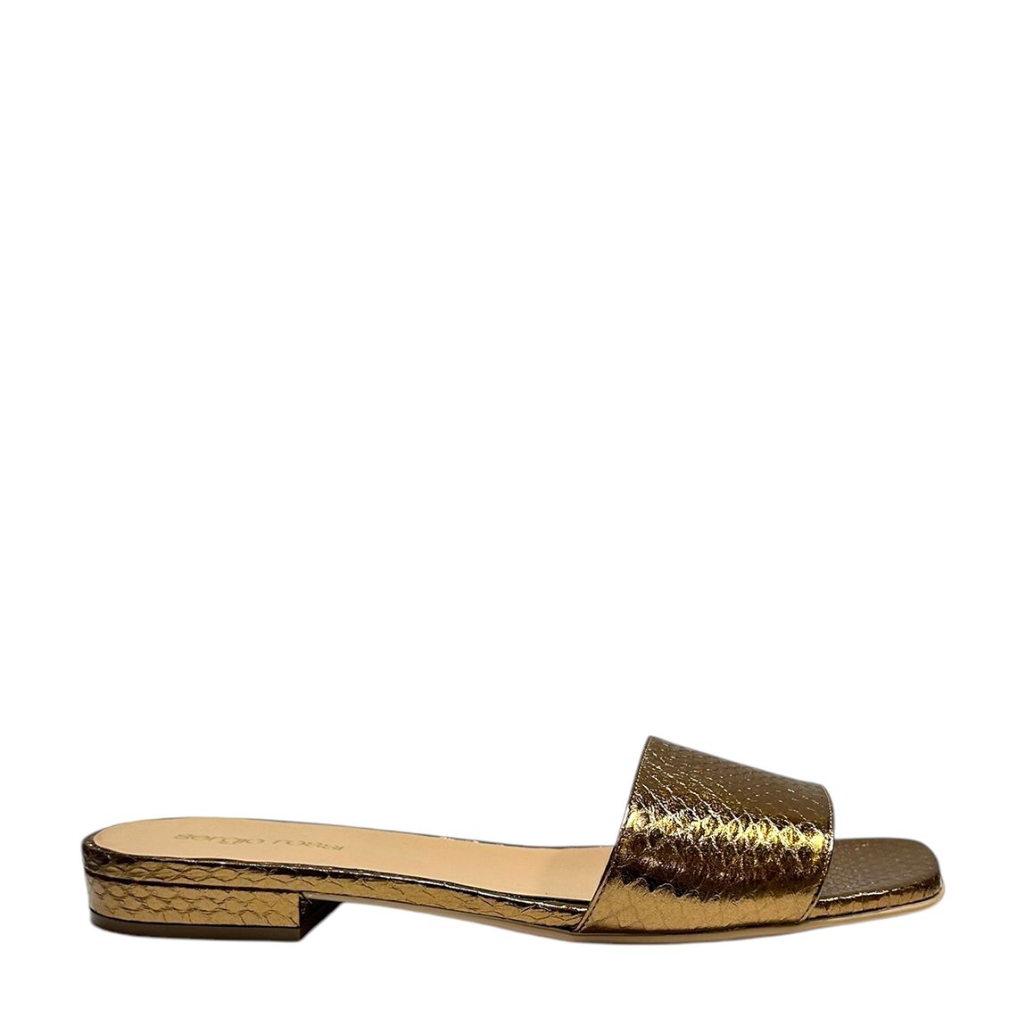 Bronze Metallic Leather Flat Sandals main product photo