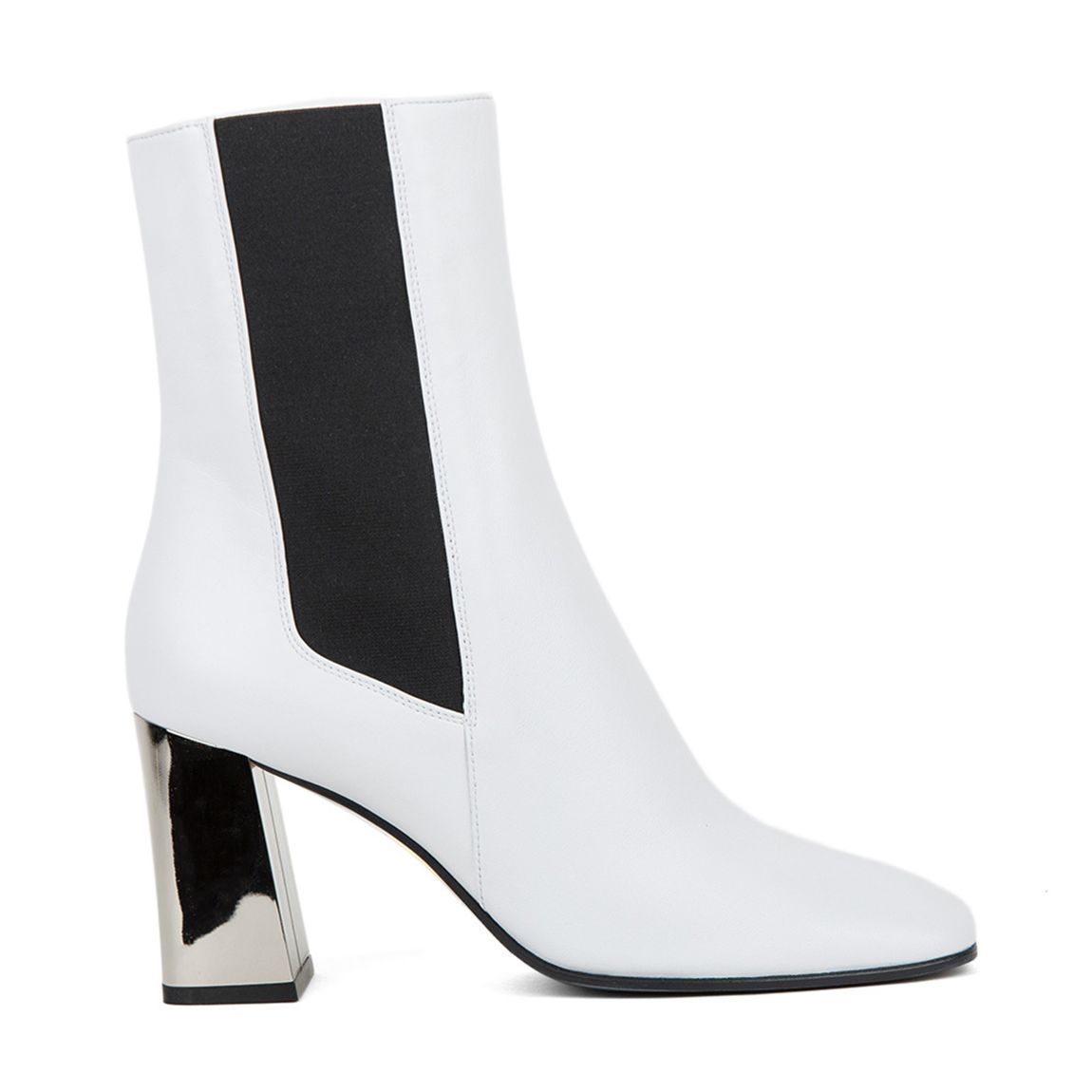 White Leather Alicia Heeled Ankle Boots main product photo